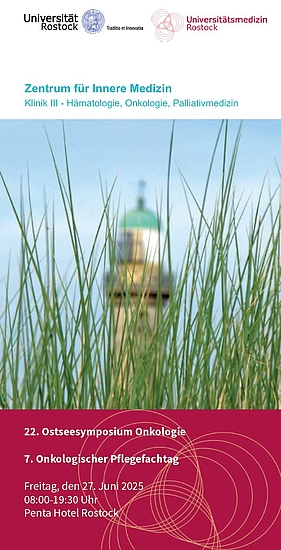 Titelbild eines Flyers: Es ist ein Leuchtturm hinter Dünengras zu sehen.