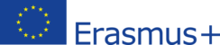 EU-Logo blaue mit gelben Sternen und Schriftzug Erasmus