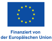 Flagge der Europäischen Union mit zwölf gelben Sternen in einem Kreis auf blauem Grund